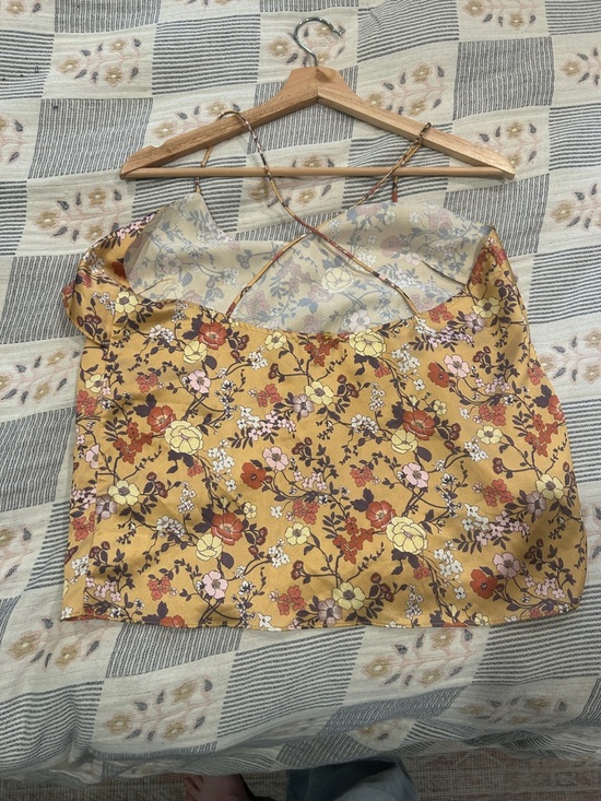 Anthropologie Yellow Floral Ruffle Cami Tank - Picture 4 of 4